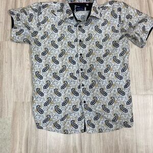 Silver Stone Collection Casual Paisley Shirt - Black, Gold, White
